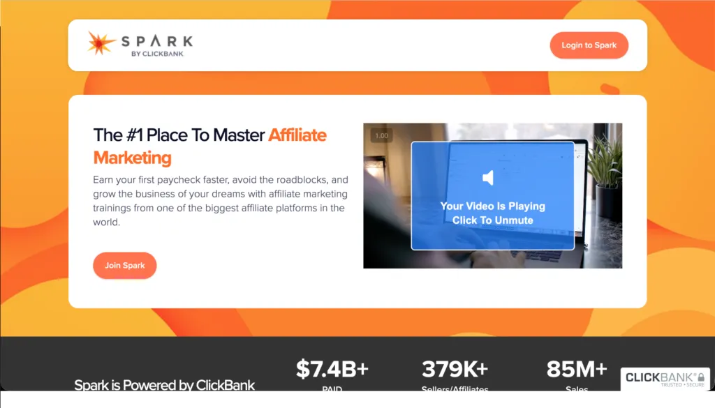 Spark by ClickBank home page 2026